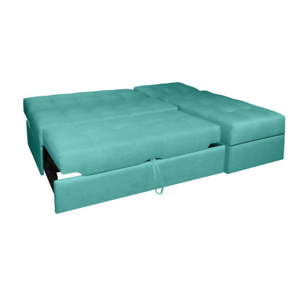 Sofá Cama Angela En L Con Brazos Antifluidos Turquesa