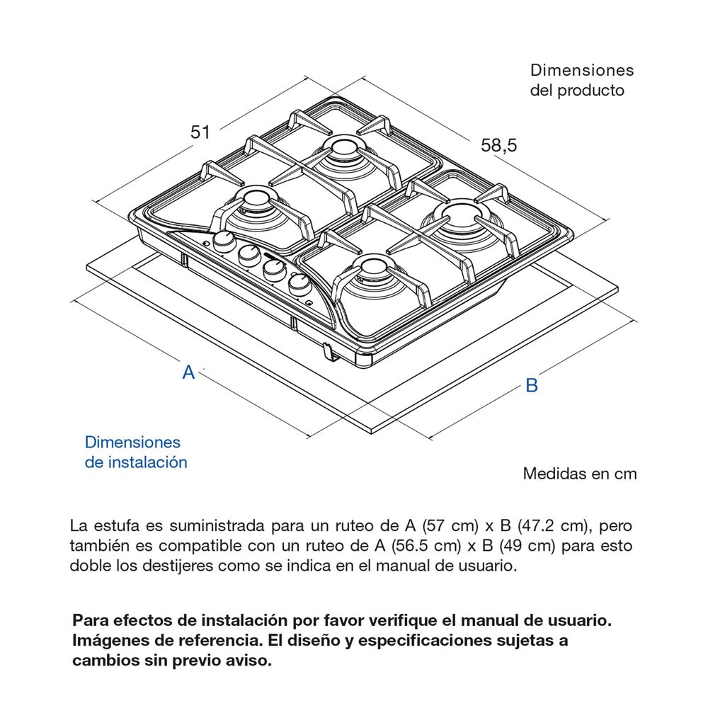 Estufa De Empotrar Challenger Gas Natural, Plateado