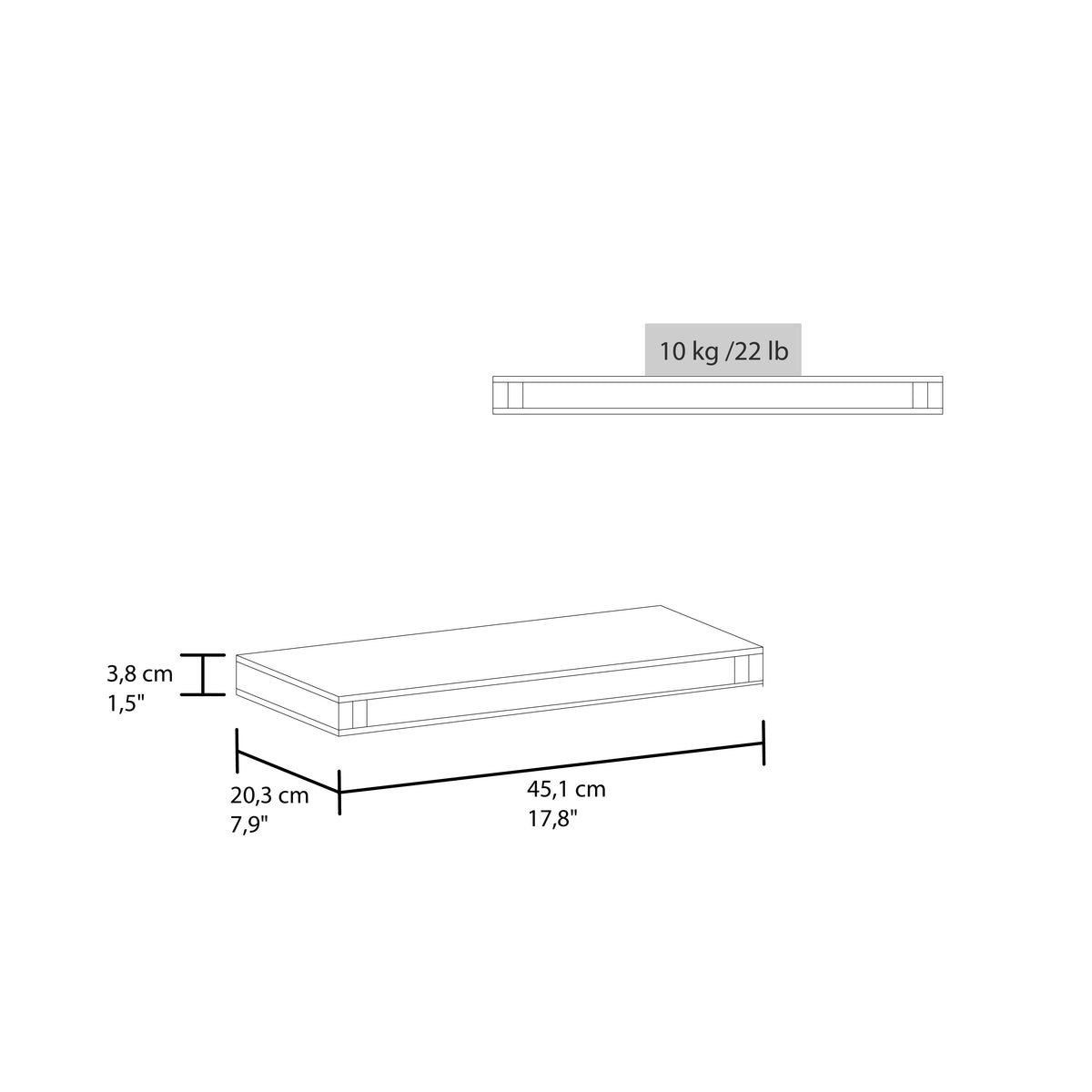 Repisa Flotante Lira X2, Blanco Duqueza, con Espacio para Ubicar Objetos ZF