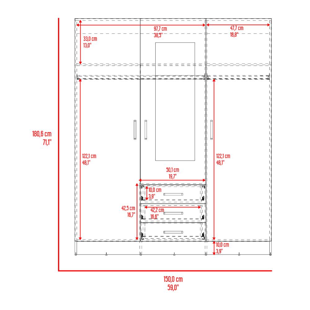 Closet Gate, Wengue, con gran pacidad de almacenamiento incluye espejo ZF