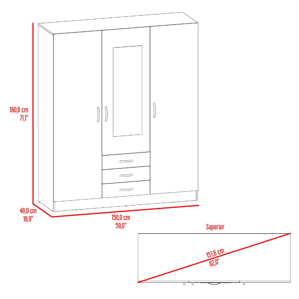 Closet Gate, Wengue, con gran pacidad de almacenamiento incluye espejo ZF