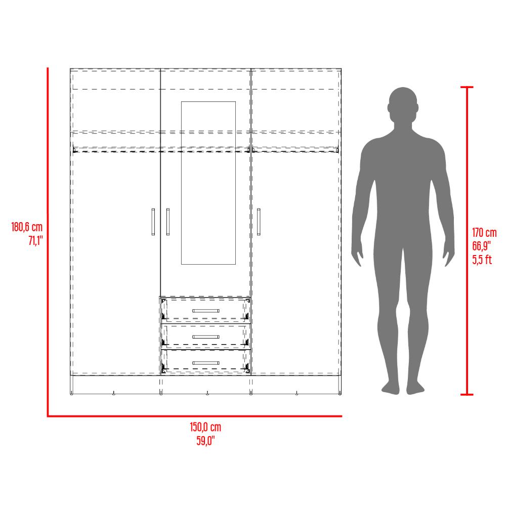 Closet Gate, Wengue, con gran pacidad de almacenamiento incluye espejo ZF