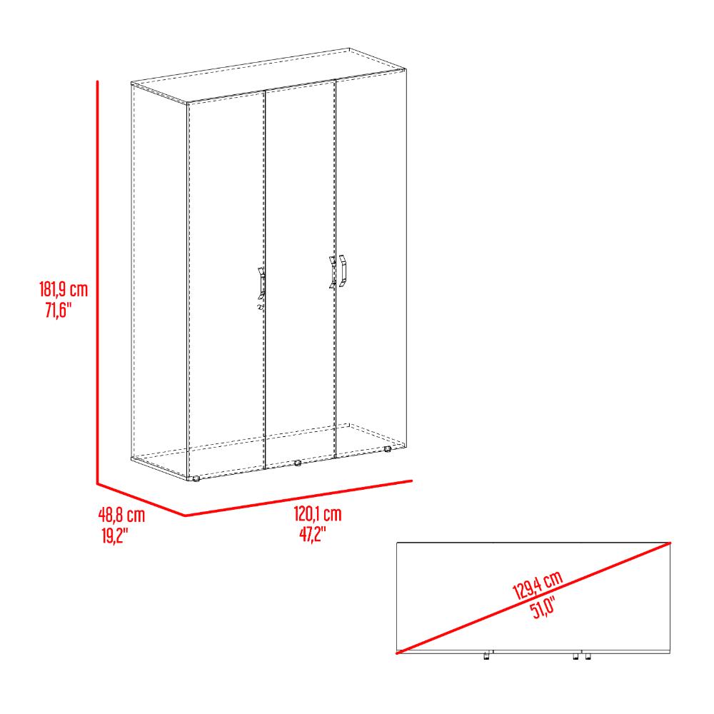 Closet Roko, Avellana y Blanco, Con Tres Puertas Abatibles Con Cerradura y Variedad De Entrepaños