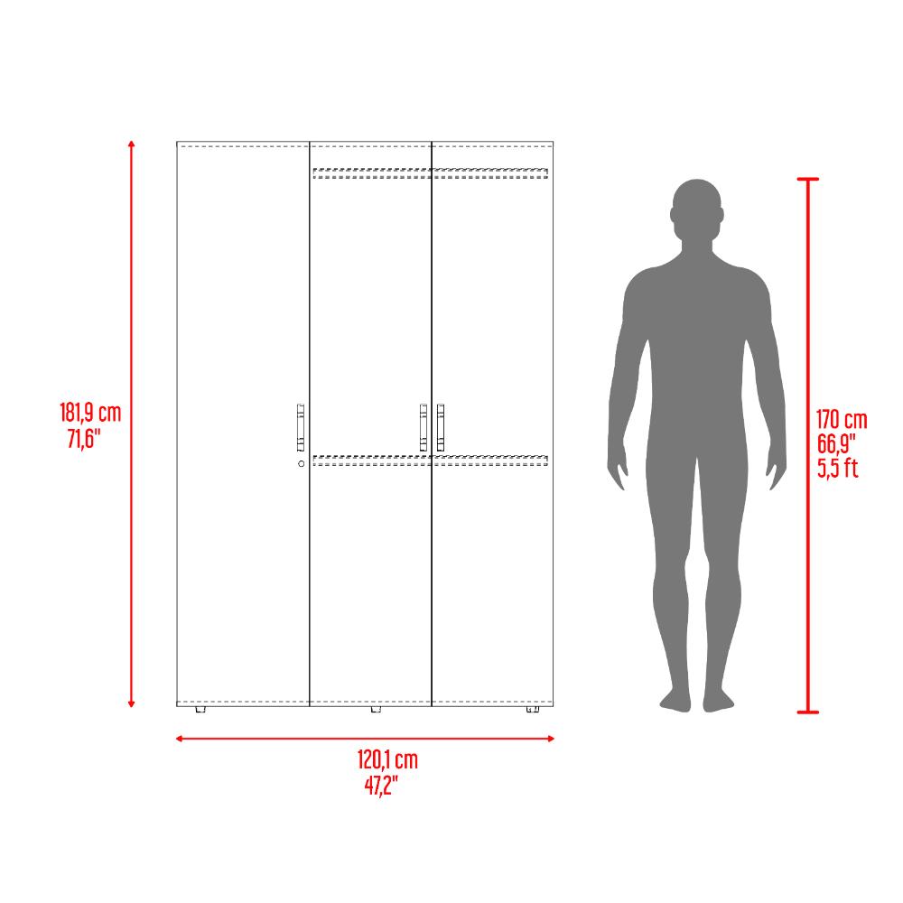 Closet Roko, Avellana y Blanco, Con Tres Puertas Abatibles Con Cerradura y Variedad De Entrepaños