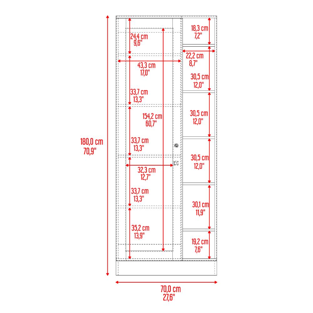 Mueble Multiusos, Caoba y Fresno Europeo, con Siete Entrepaños y Gran Capacidad de Almacenamiento