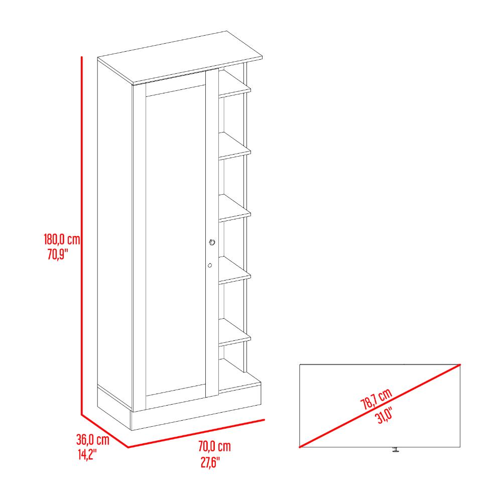 Mueble Multiusos, Caoba y Fresno Europeo, con Siete Entrepaños y Gran Capacidad de Almacenamiento