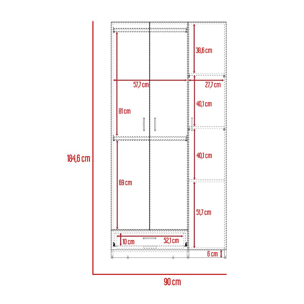 Closet Viltex, Blanco, Con Un Cajon, Amplios Espacio Para Ropa
