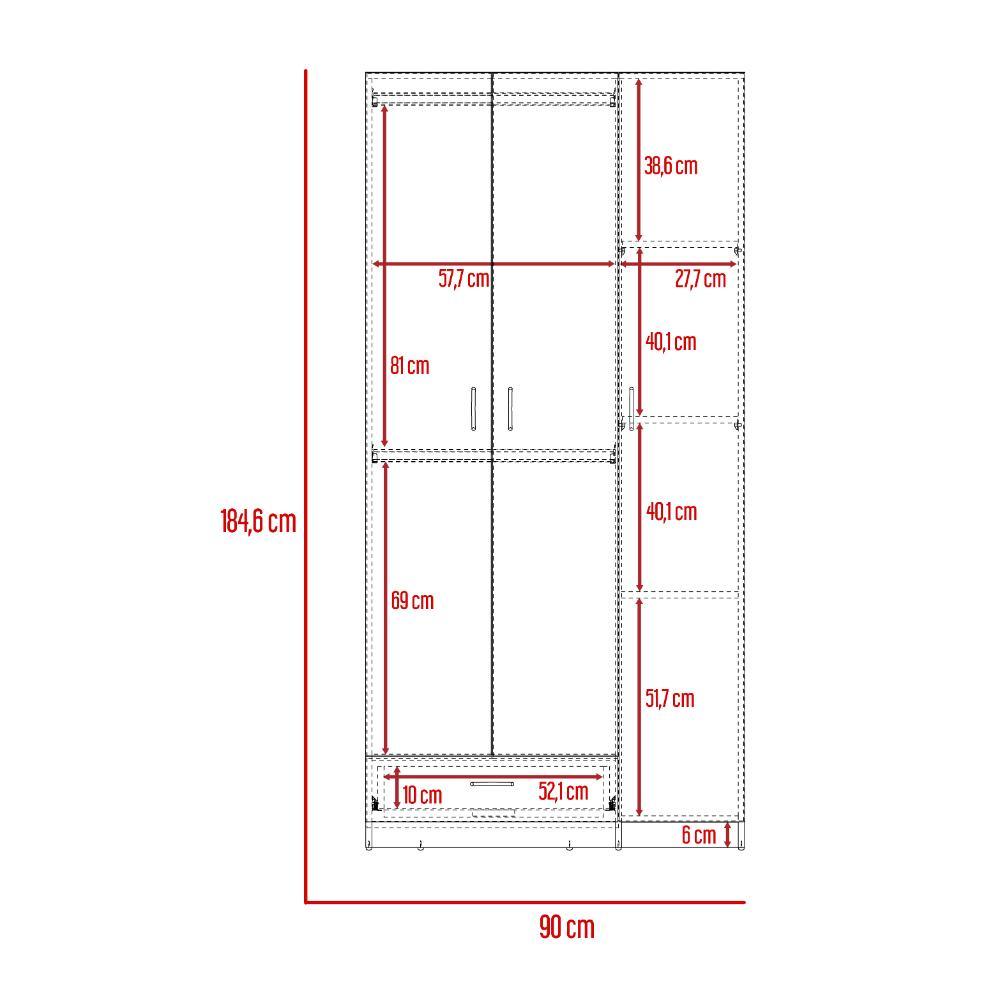 Clóset Viltex, Wengue, con Amplios Espacio para Ropa y Tres Puertas Abatibles