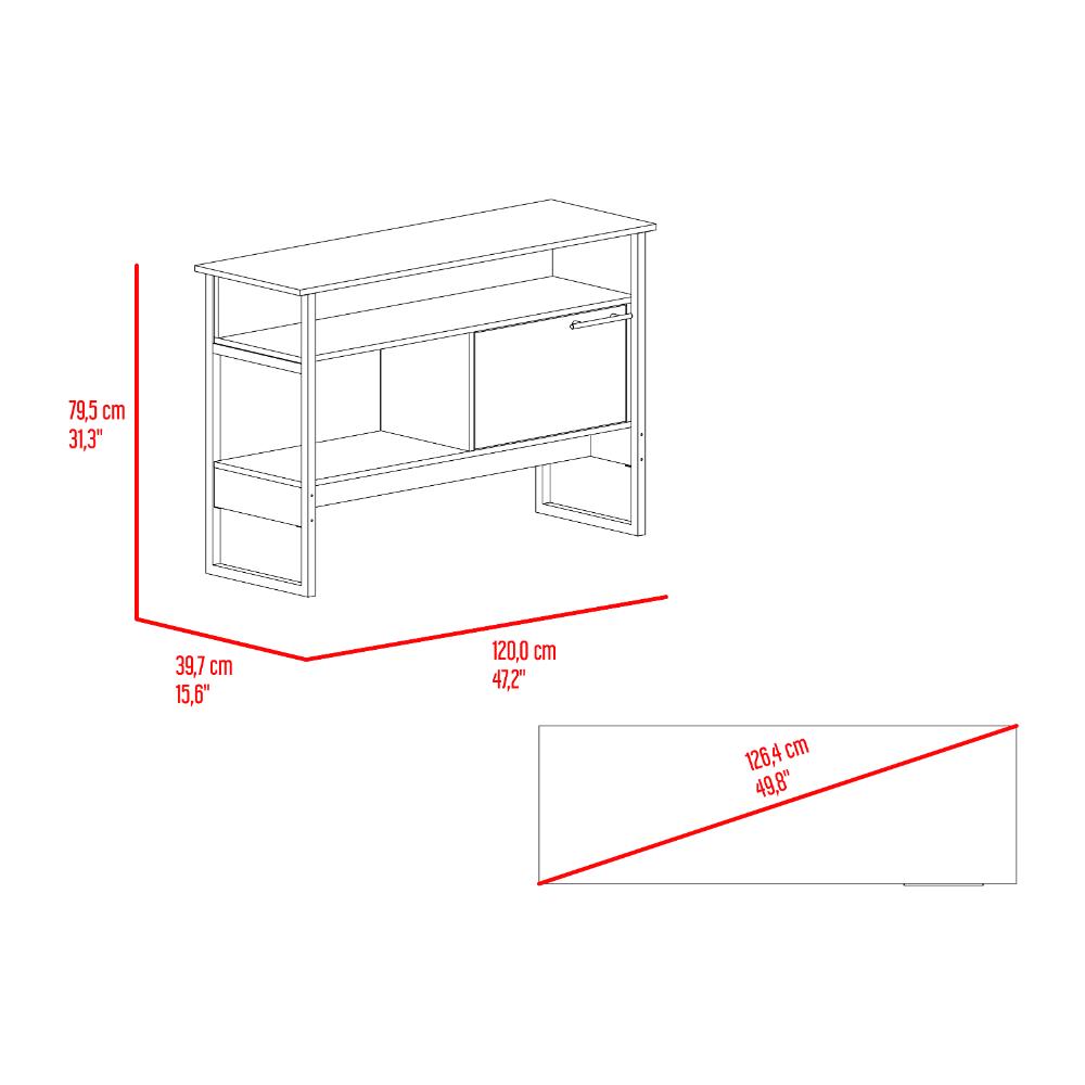 Mueble Auxiliar Recibidor Korina, Fresno Europeo, con Patas En Acero Negras