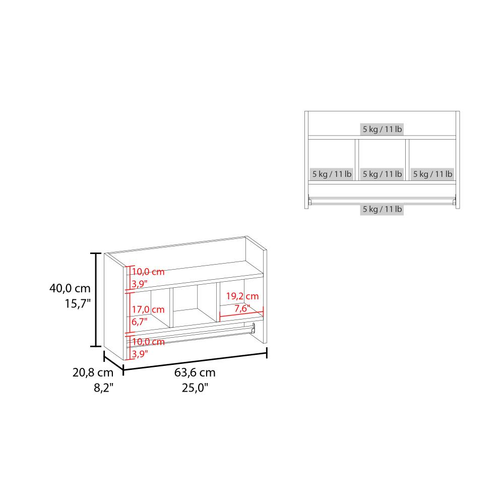 Gabinete de Baño Beki, Kronos Blanco, con espacio para ubicar objetos y un tubo para colgar toallas ZF