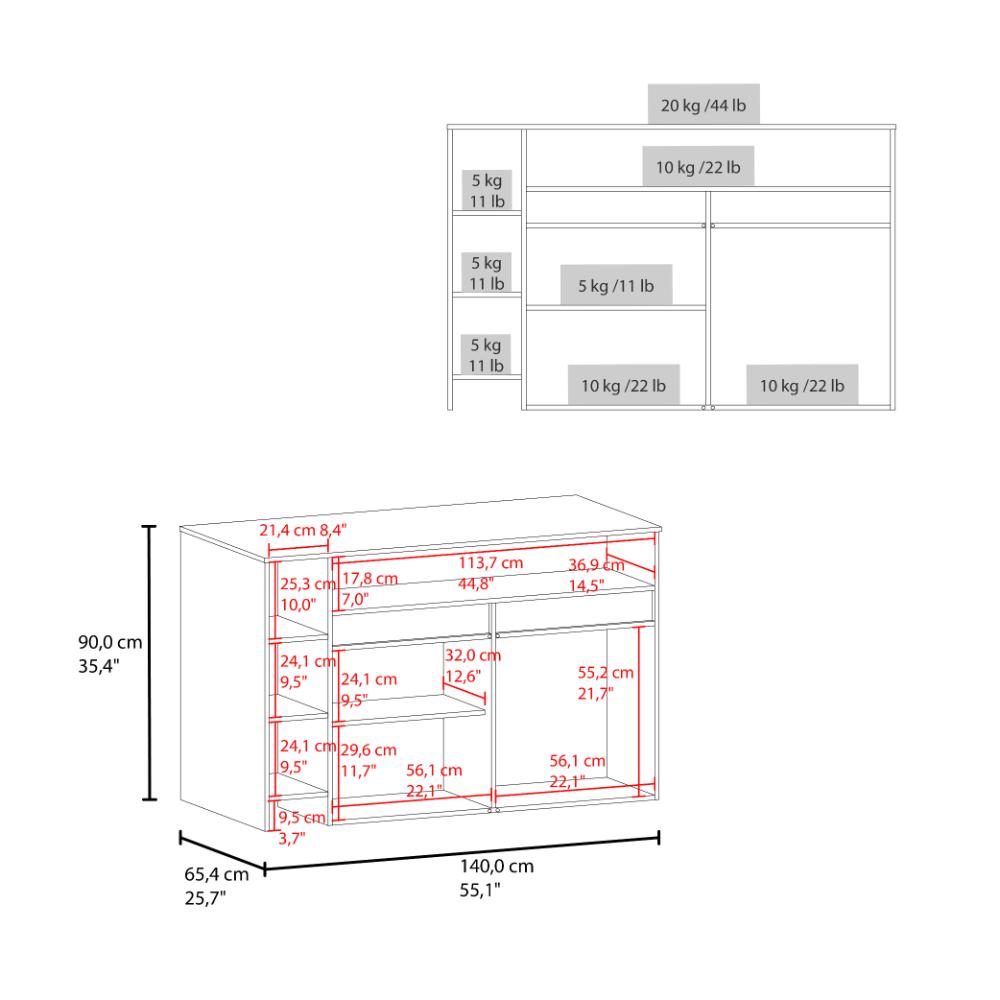 Barra de Cocina Bani, Kronos Wengue y Kronos Fresno, Moderna con entrepaños y puertas ZF