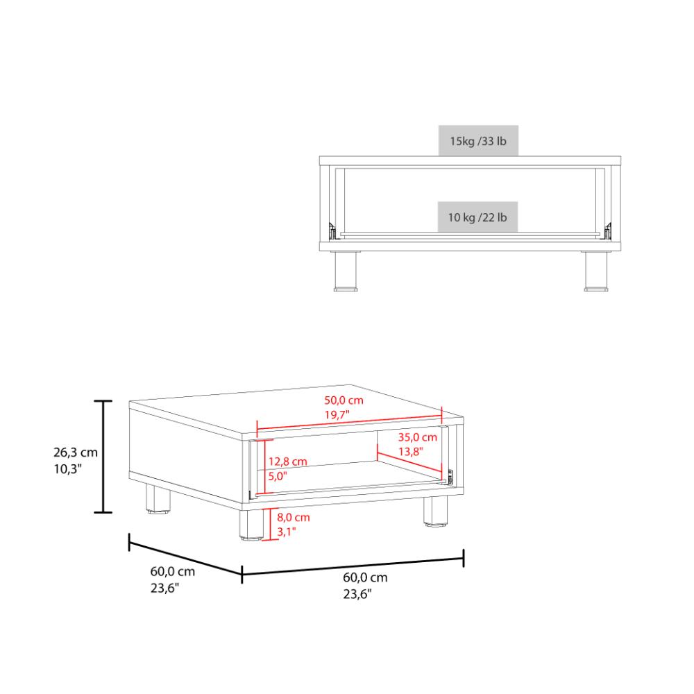 Mesa de Centro Ascher, Kronos Blanco, Con Un Cajón ZF