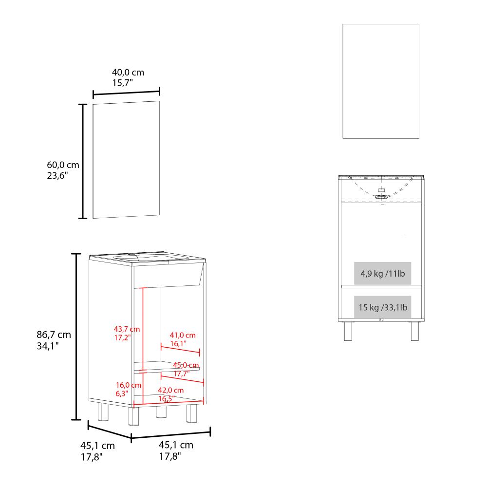 Combo Mueble Para Lavamanos Brandy, Blanco Duqueza, Incluye Lavamanos Praia 45 y Espejo ZF