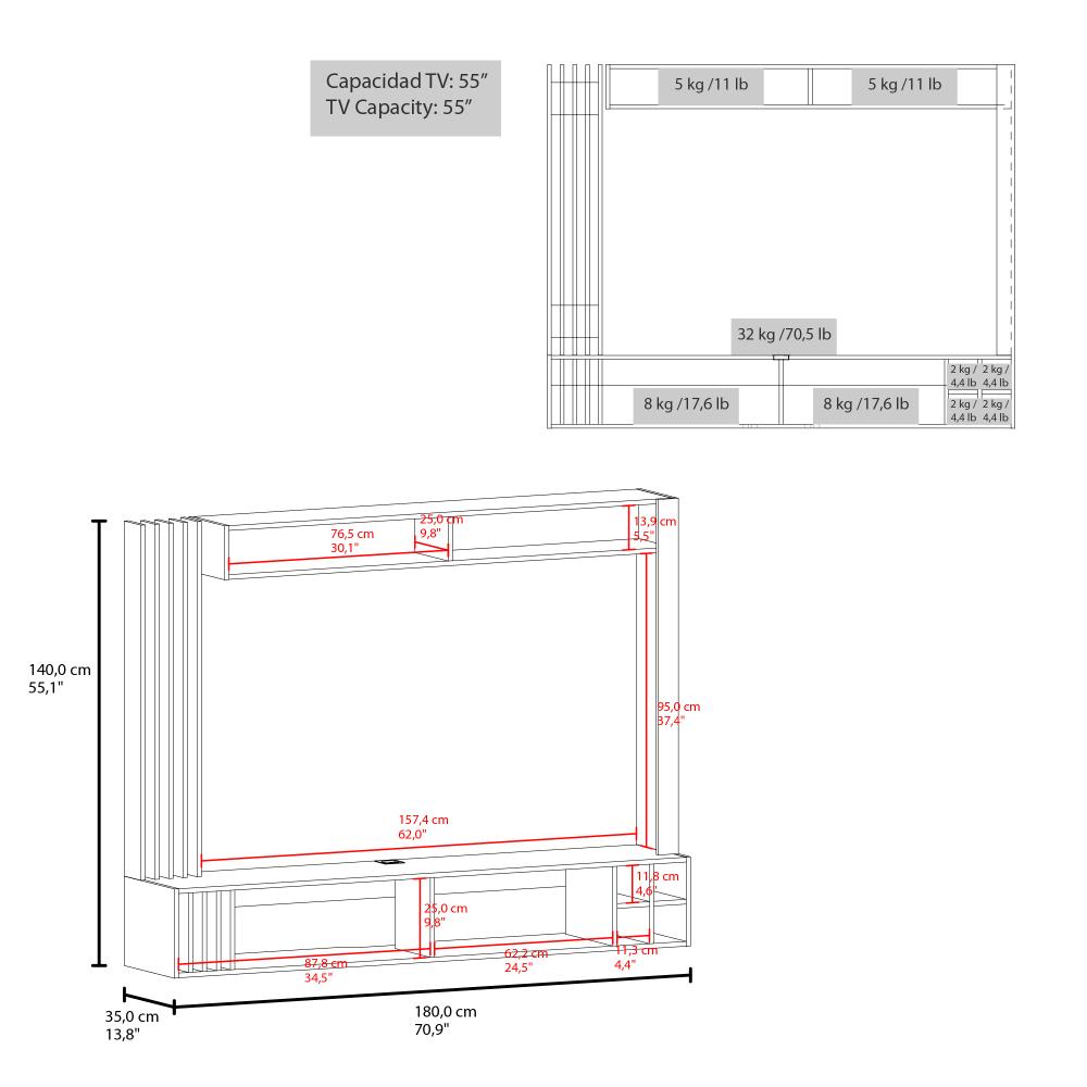 Panel de Tv Bremmen, Kronos Wengue y Kronos Nogal Europeo, tiene capacidad para tv hasta de 75" ZF