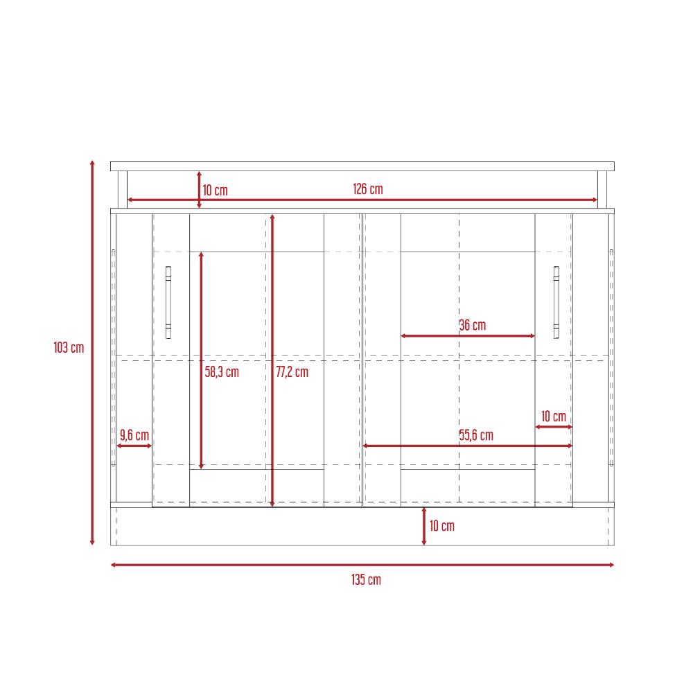 Barra de Cocina Elica, Beige, con Amplios Espacios Para Guardar Alimentos E Implementos de Cocina