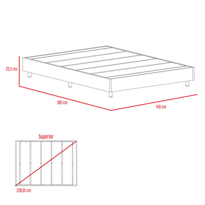 Base Cama Doble Confort, Wengue, Incluye Tendido de Tablas Ideal