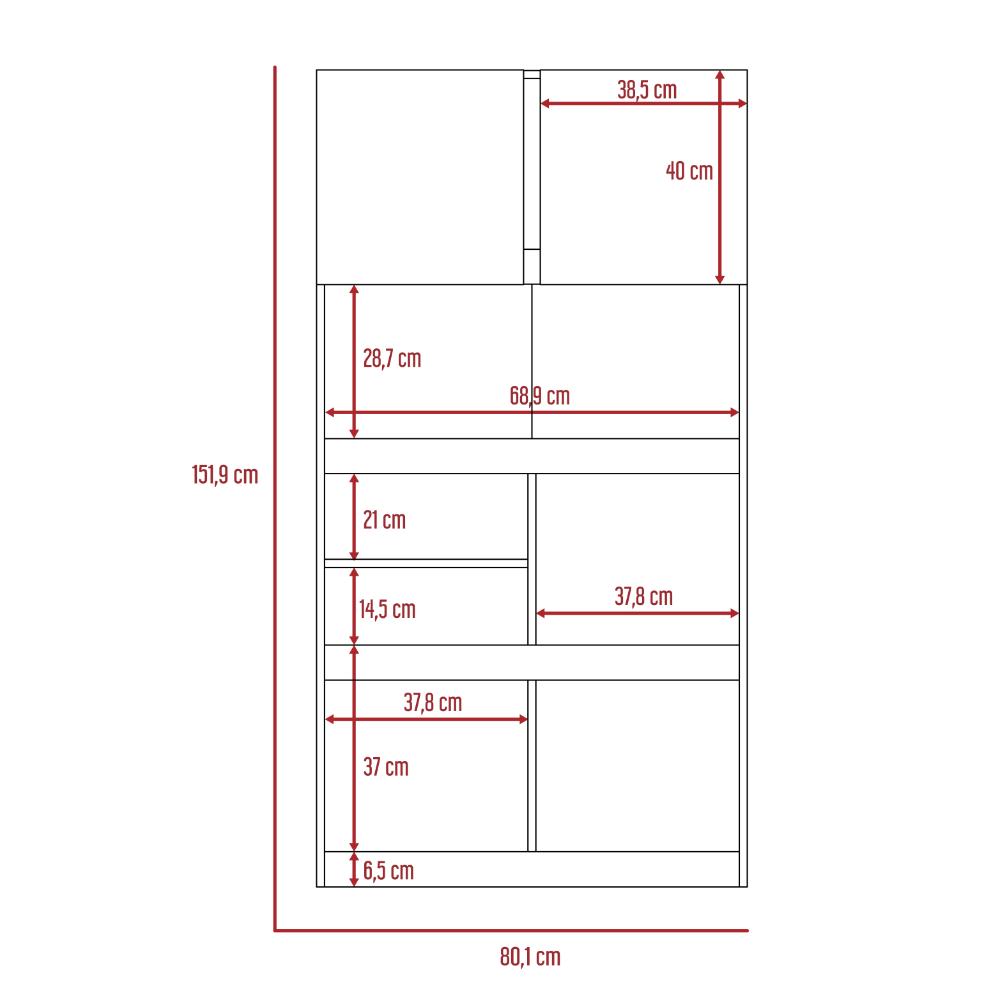 Biblioteca Taira, Nogal y Fresno Europeo, con Dos Puertas Batientes y Variedad de Entrepaños