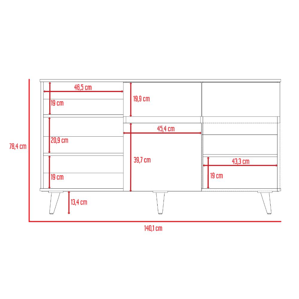 Mesa Auxiliar Nashira, Miel y Plata Oscuro, con Dos Cajones y Dos Puertas Batientes