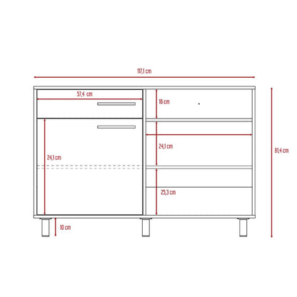 Mueble Multiusos Tiberi, Wengue y Miel, Con Una Puerta Batiente y Múltiples Entrepaños Vm