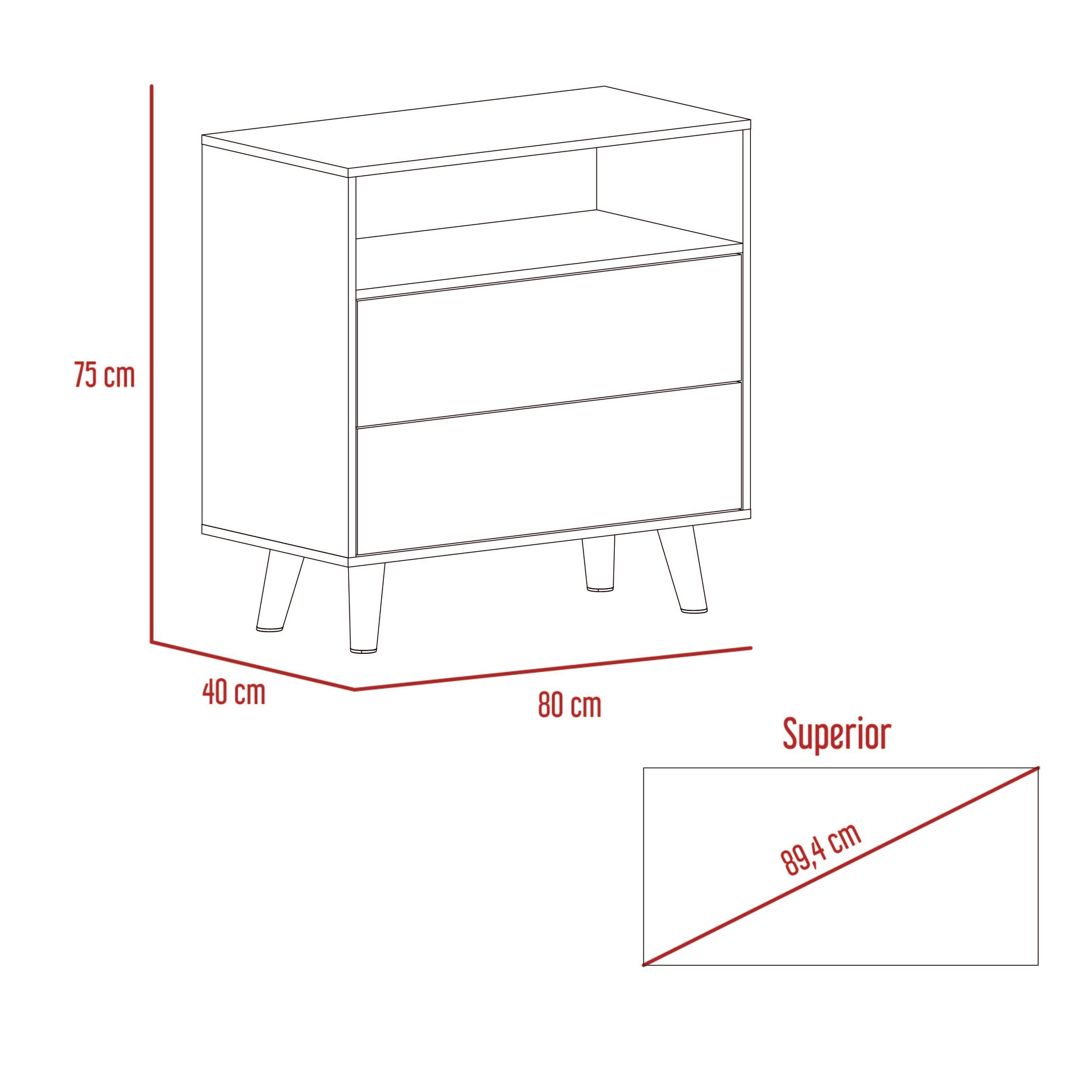 Organizador Mirabella, Cocoa, Con Dos Cajones Deslizables y Amplio Espacio de Almacenamiento X2