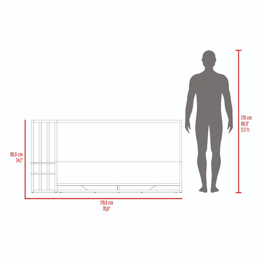 Cama Doble Vanez, Avellana, con espaldar alto incluyendo tendida de tablas