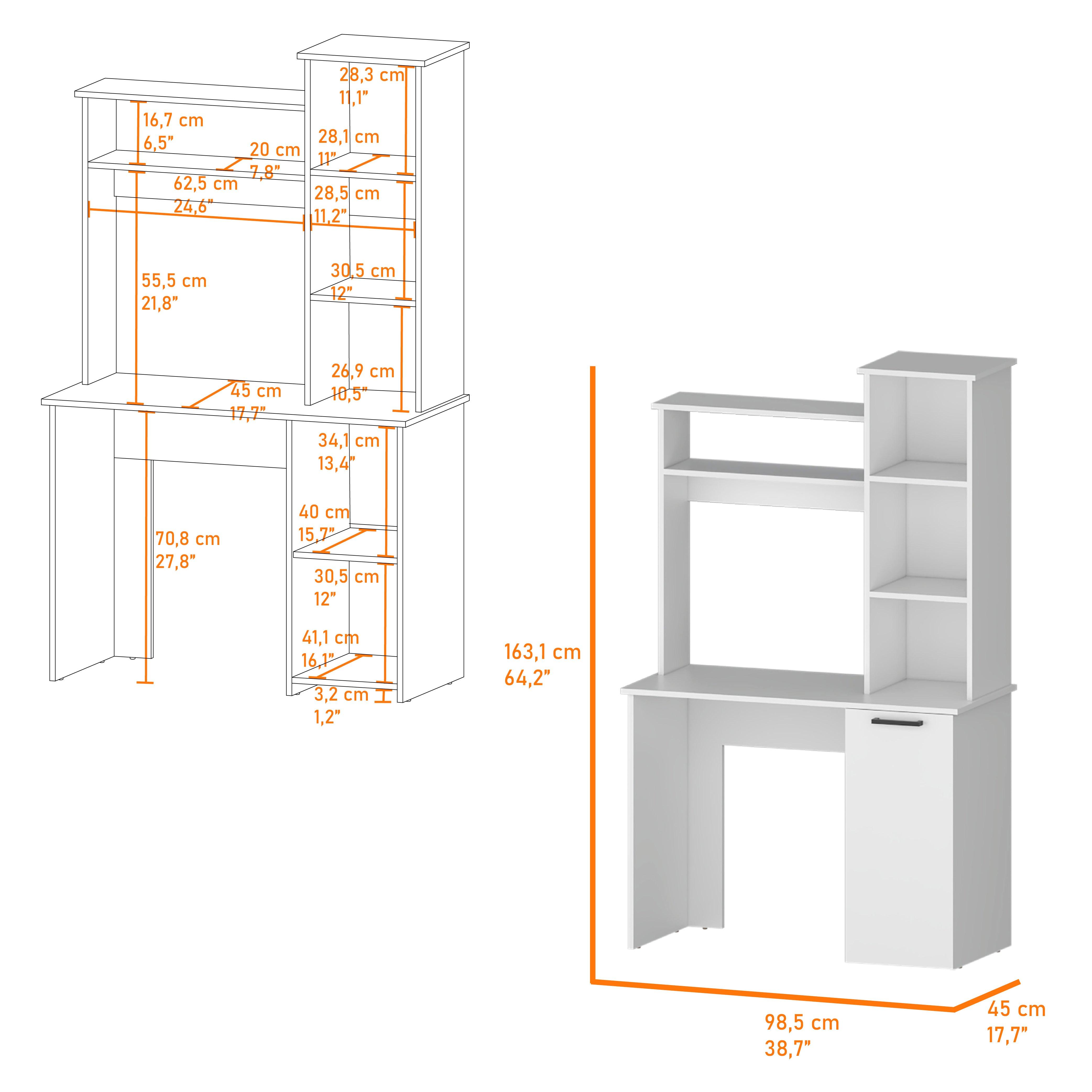 Escritorio Sivak, Blanco, con Una Puerta Abatible y Espacio para Ubicar Objetos ZF - VIRTUAL MUEBLES