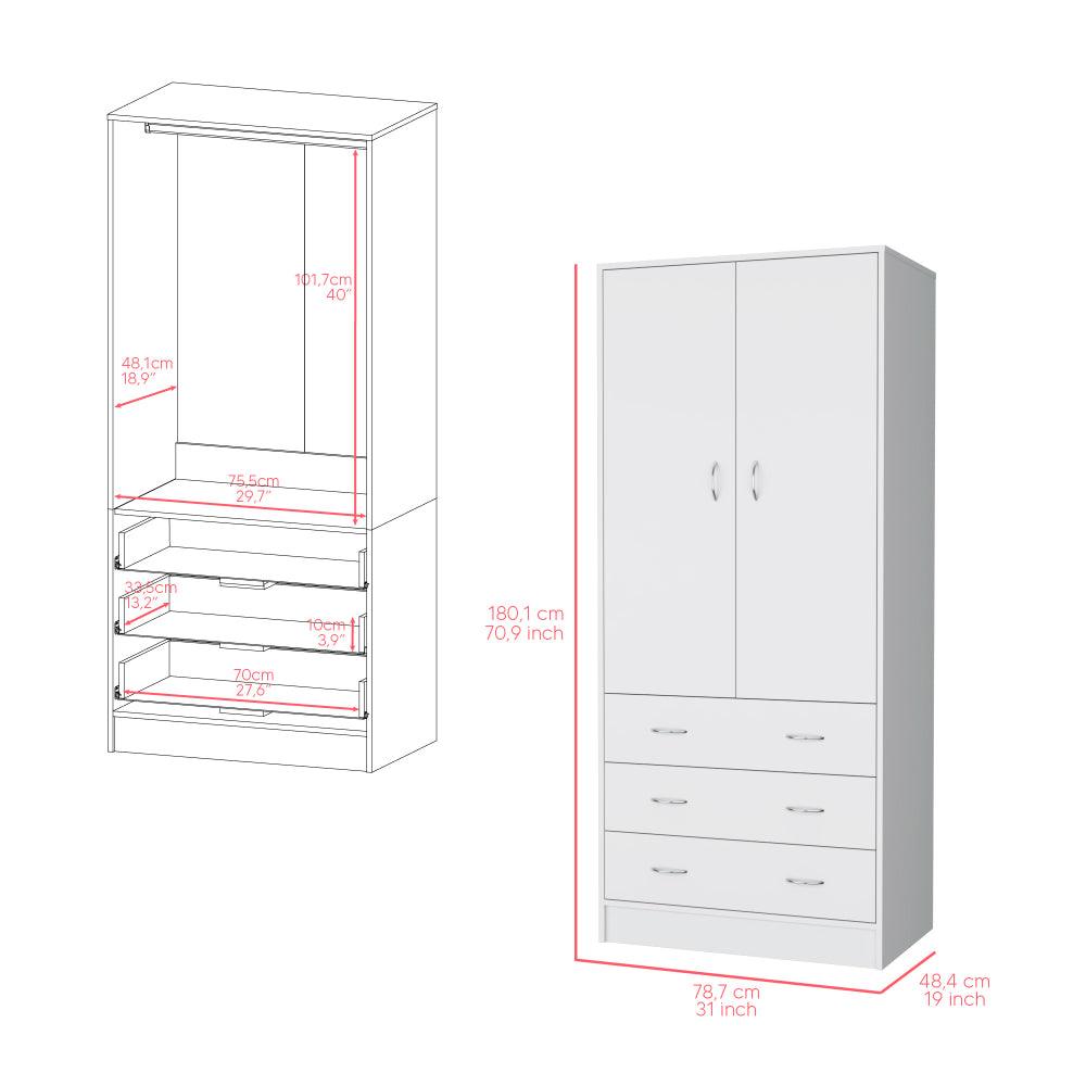 Closet Pilic, Blanco Duqueza, Tres Cajones Con Gran Capacidad De Almacenamiento ZF