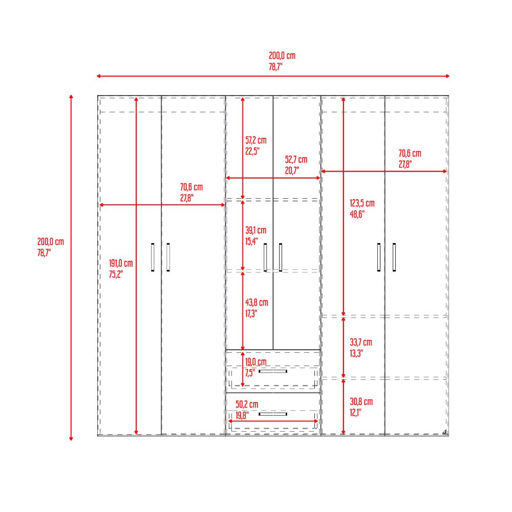 Closet Barin 200x200, Wengue, Con Cuatro Puertas Abatibles