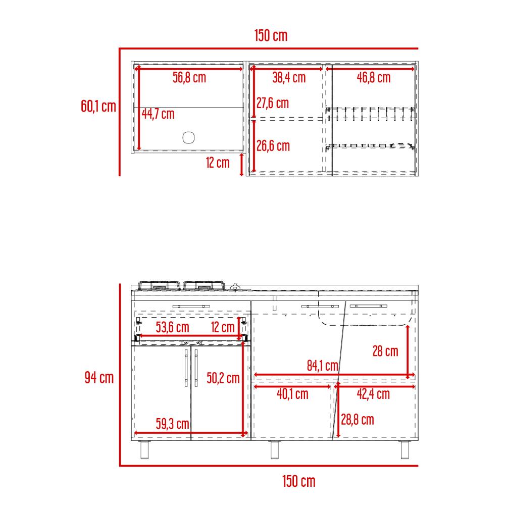 Cocina Integral Emilia, Wengue y Fresno Europeo, Incluye Meson Derecho