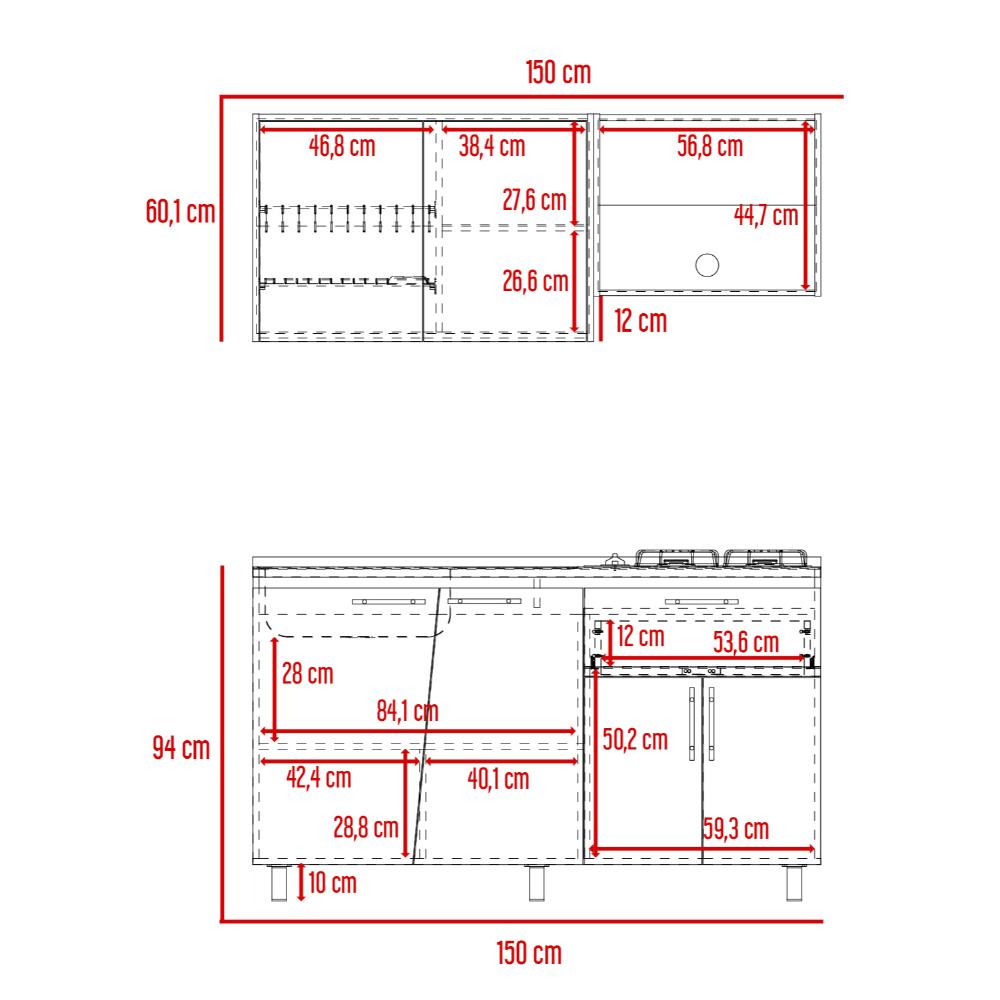 Cocina Integral Emilia, Wengue y Fresno Europeo, Incluye Meson Izquierdo