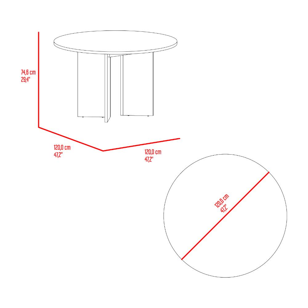 Mesa para Comedor Ted Circular, Fresno Europeo, con Puestos para 4 personas, No Incluye Sillas ZF