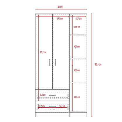 Closet América, Wengue, con Dos Cajones y Variedad de Entrepaños - VIRTUAL MUEBLES