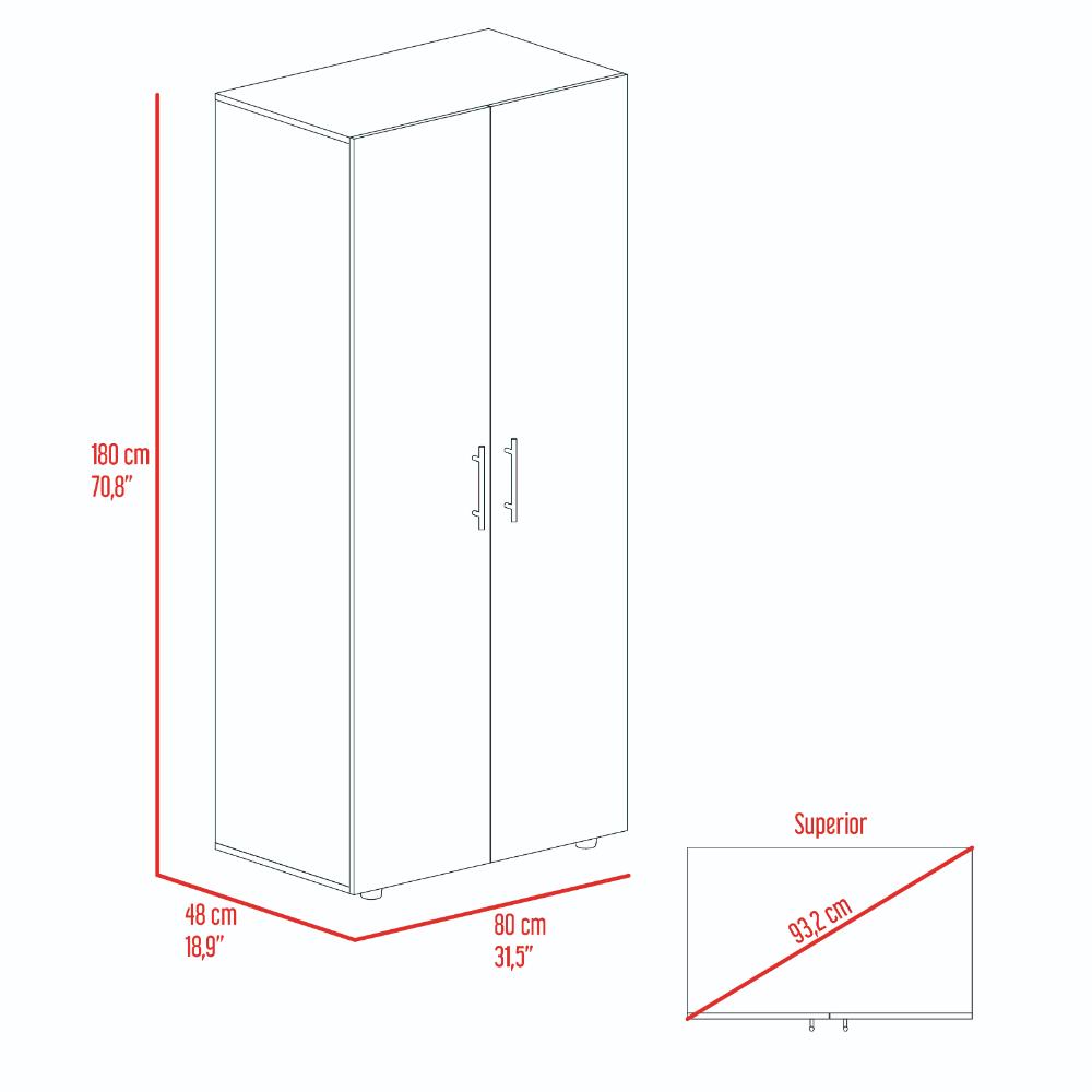 Closet Tera, Blanco Duqueza, Dos Puertas Abatibles y Dos Tubos Cromados