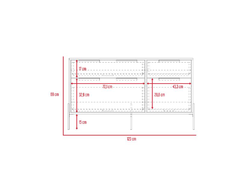 Organizador Midas, Blanco, con cuatro cajones para guardar
