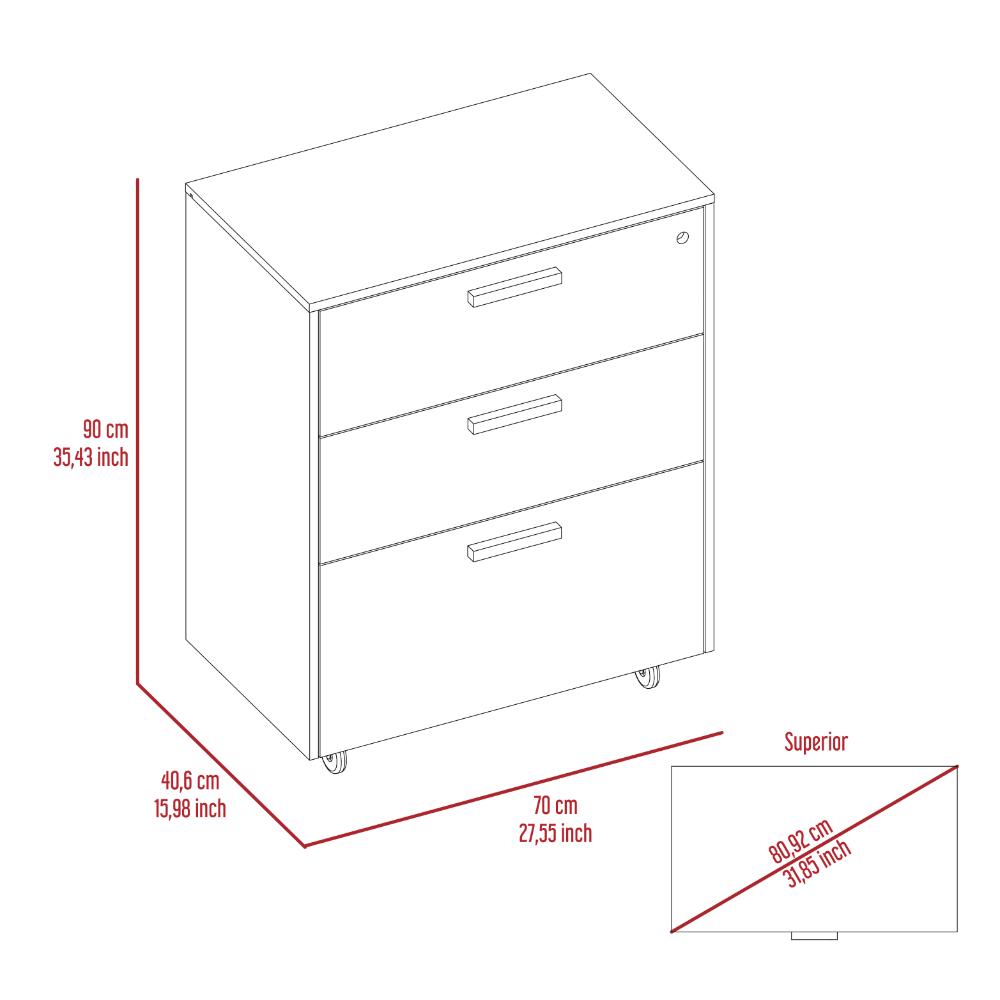 Archivador Multiusos Martin, Wengue, con cerradura y llave para puerta