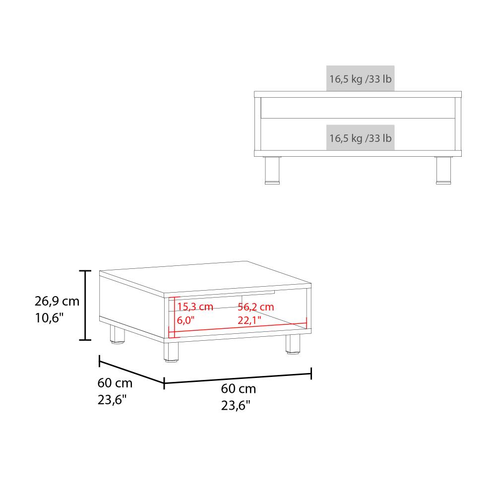 Mesa de Centro Pity, Blanco, con Patas en Acero Cromado ZF