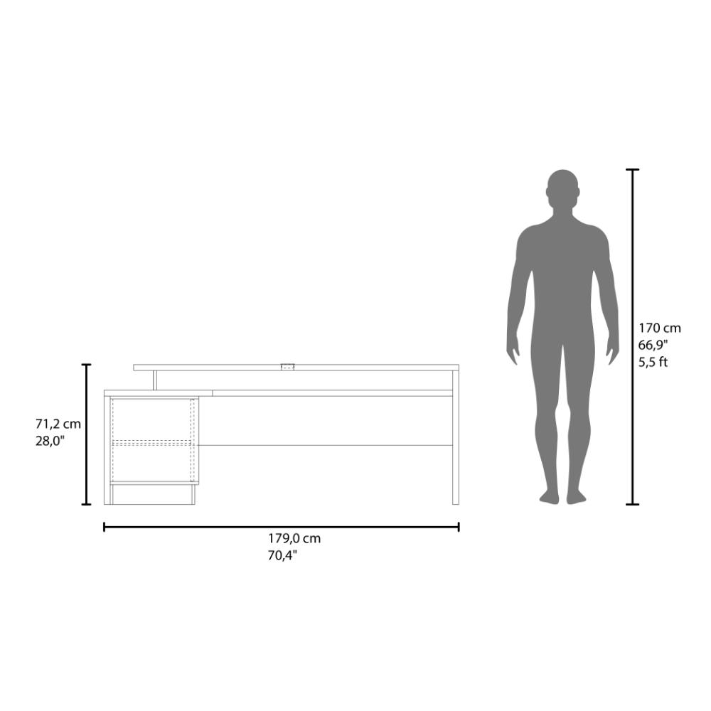Escritorio L Taira, Avellana Con amplia superficie de trabajo
