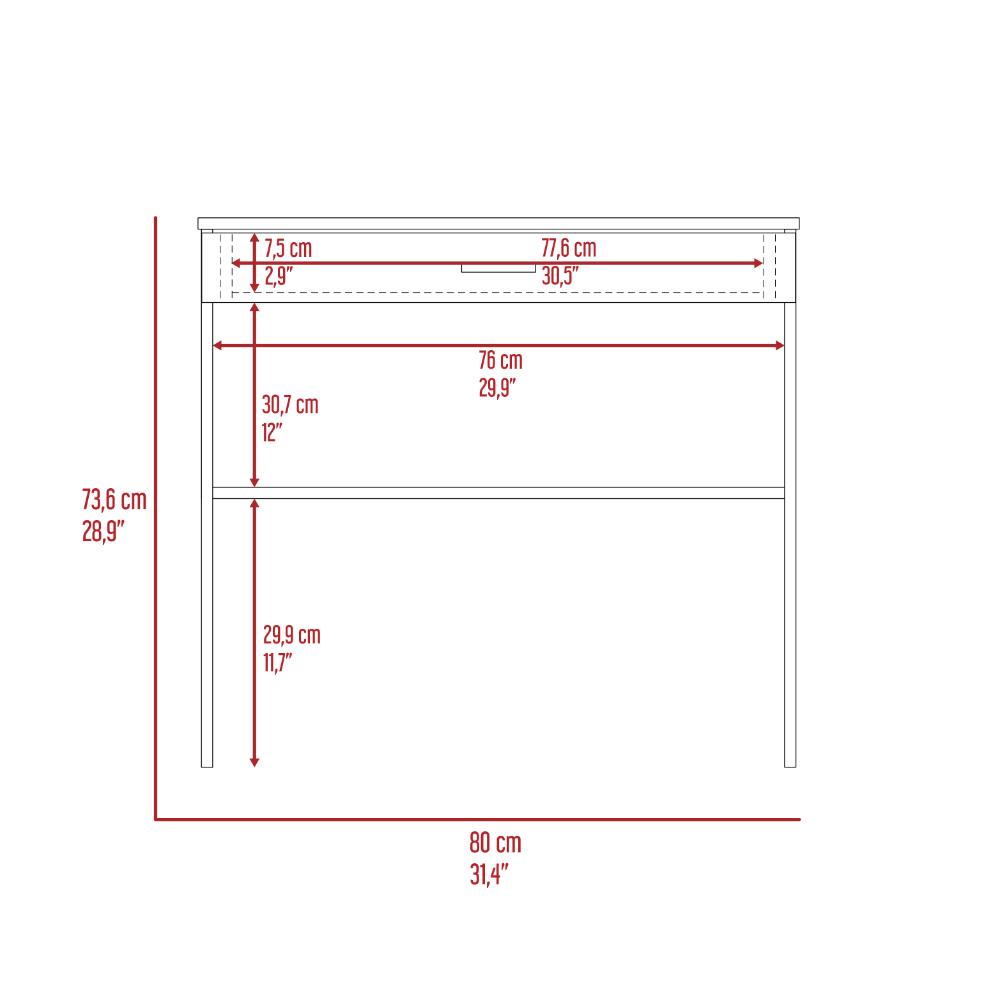 Escritorio 80 Cajón, Fresno Europeo y Wengue