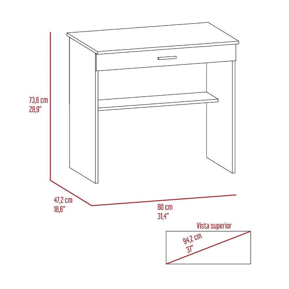 Escritorio 80 Cajón, Fresno Europeo y Wengue