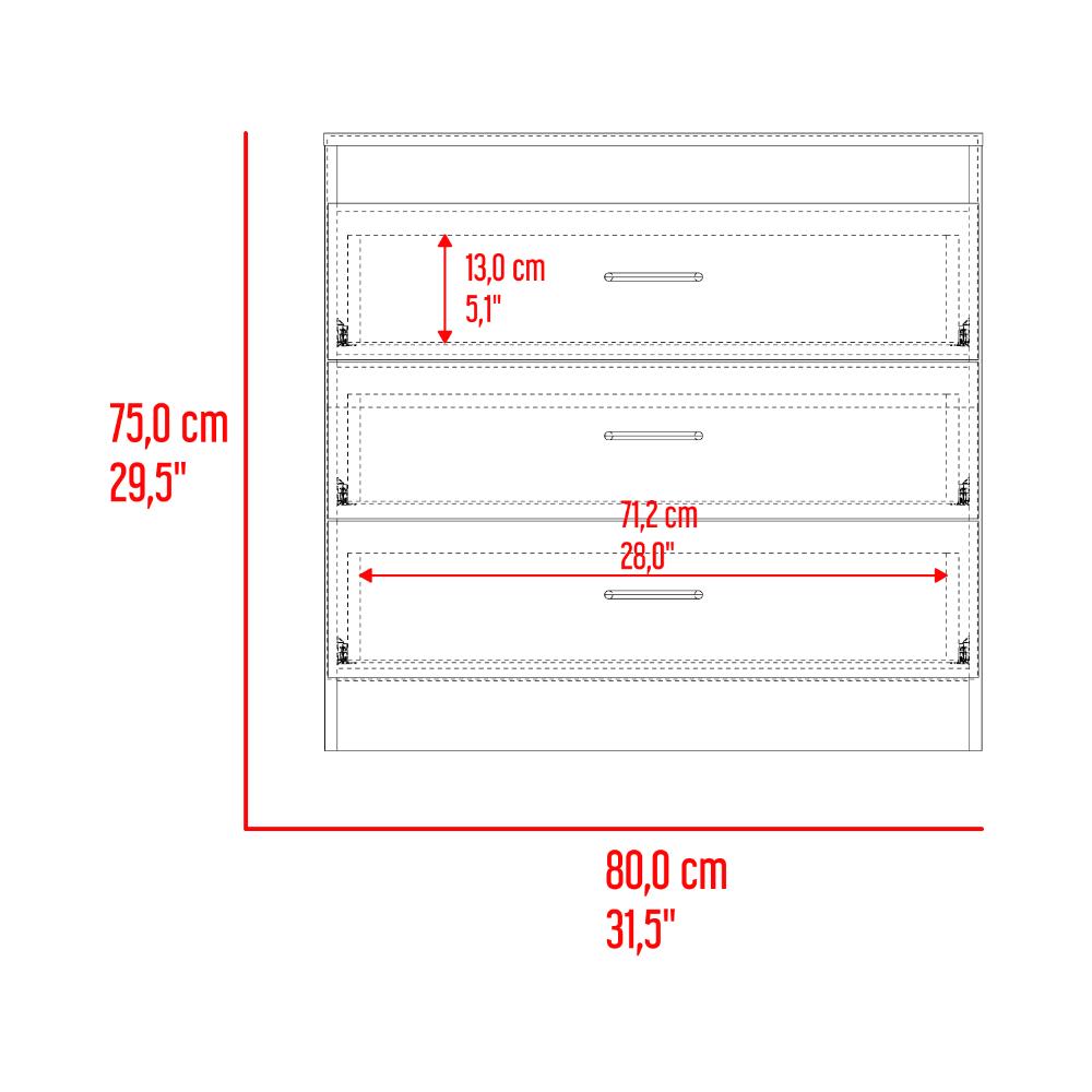 Organizador Conor, Cartagena y Blanco, con Tres Cajones Organizadores y Manijas Metálicas