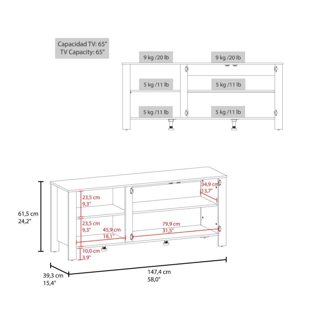 Mesa Para Tv Freedom, Wengue, Con Dos Puertas Abatible, Para Televisor Hasta 65" ZF