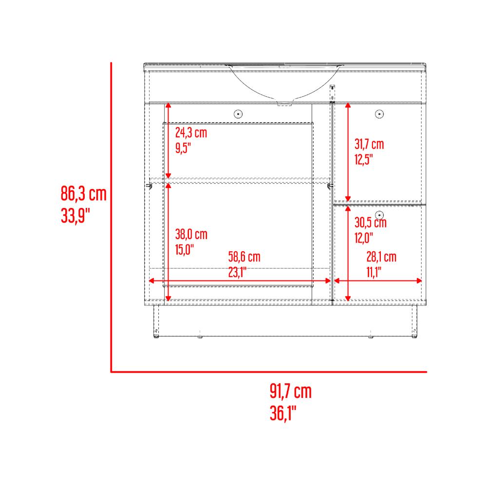 Mueble Para Lavamanos Baluarte, Blanco Duqueza, Incluye lavamanos Praia 36 ZF