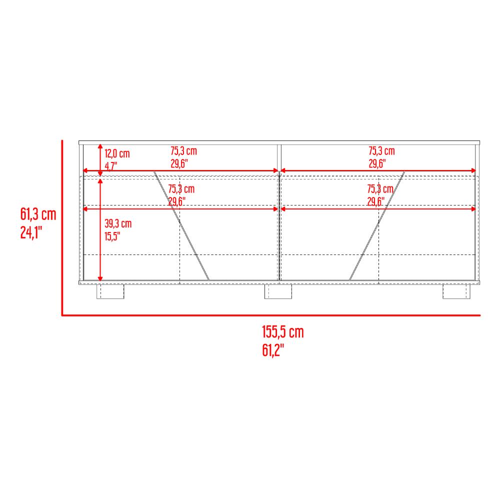Mesa Para Tv Orus, Fresno Europeo y Nogal, con Espacio Para Televisor de 70 Pulgadas