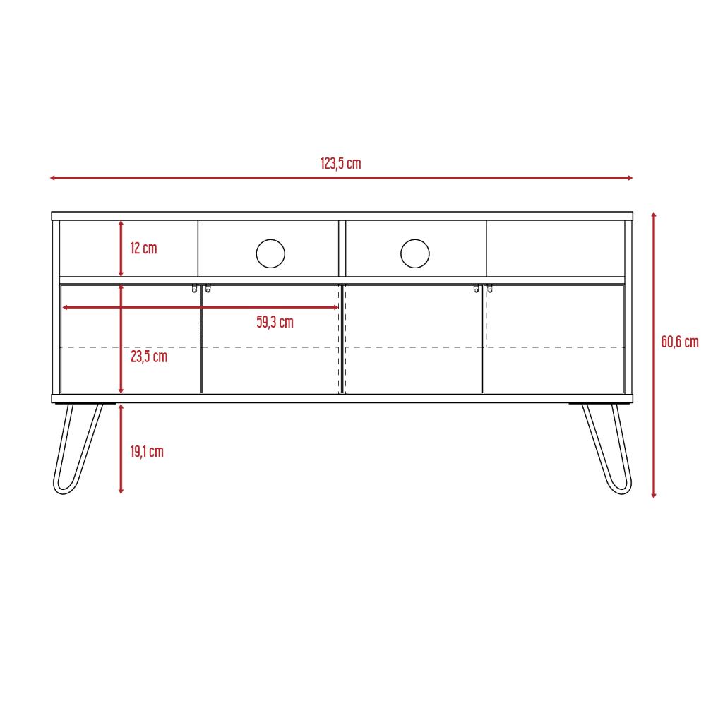 Mesa Para Tv Lara, Fresno Europeo y Plata Oscuro, Para Televisor de 55 Pulgadas