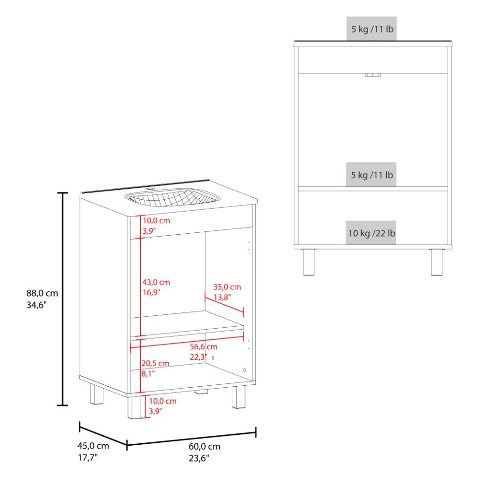 Mueble para Lavamanos Haysi, Wengue, dos puertas abatibles y entrepaño, incluye lavamanos ZF