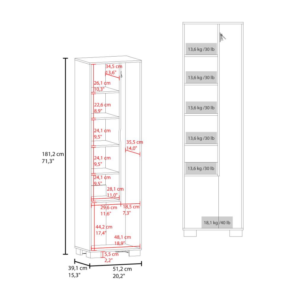 Mueble de Aseo Blake, Kronos Nogal, Incluye colgador para escobas y variedad de entrepaños ZF