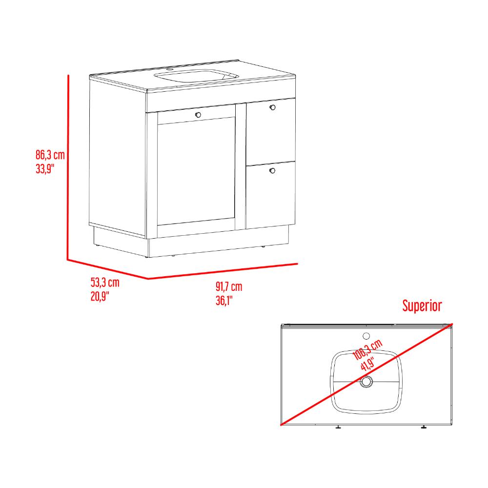 Mueble Para Lavamanos Baluarte, Blanco Duqueza, Incluye lavamanos Praia 36 ZF