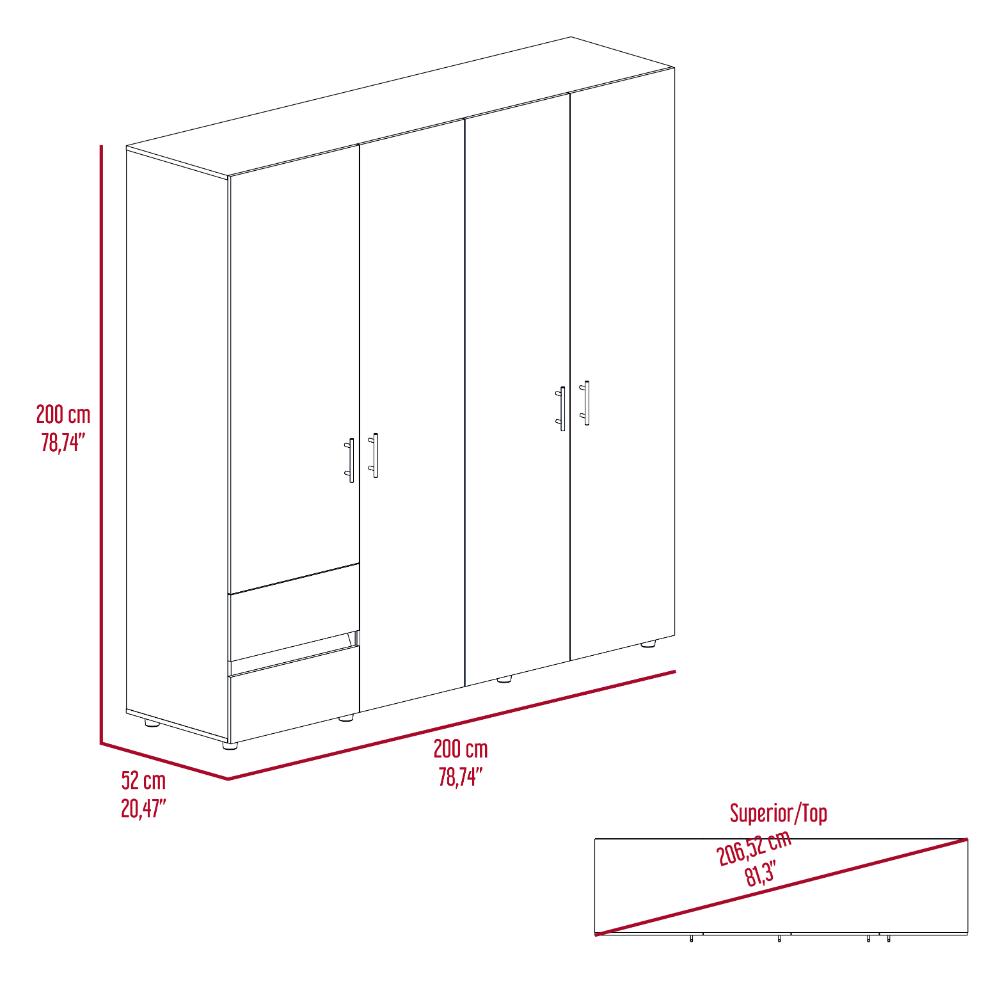 Closet Light 200, Nevado y Blanco, con Amplios Espacios de Almacenamiento