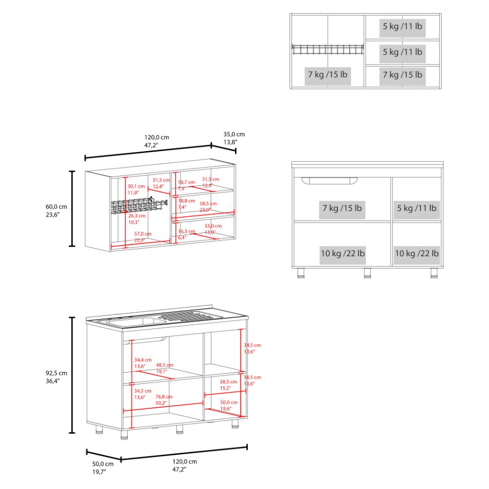 Cocina Completa Napoleon, Kronos Blanco, Incluye Módulo Superior con Dos Puertas Abatibles y Módulo Inferior con Tres Puertas Abatibles ZF