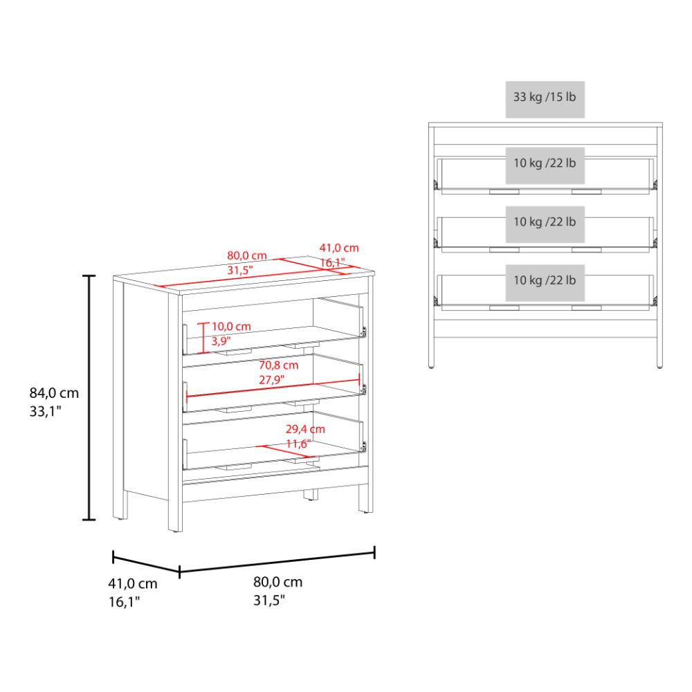 Organizador Newcastle, Blanco, Con tres cajones  ZF
